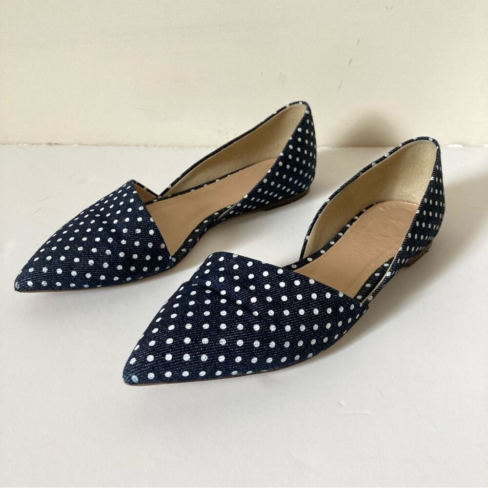 J. Crew D'orday Flats Blue with White Polka Dots Size 6 - Picture 1 of 12